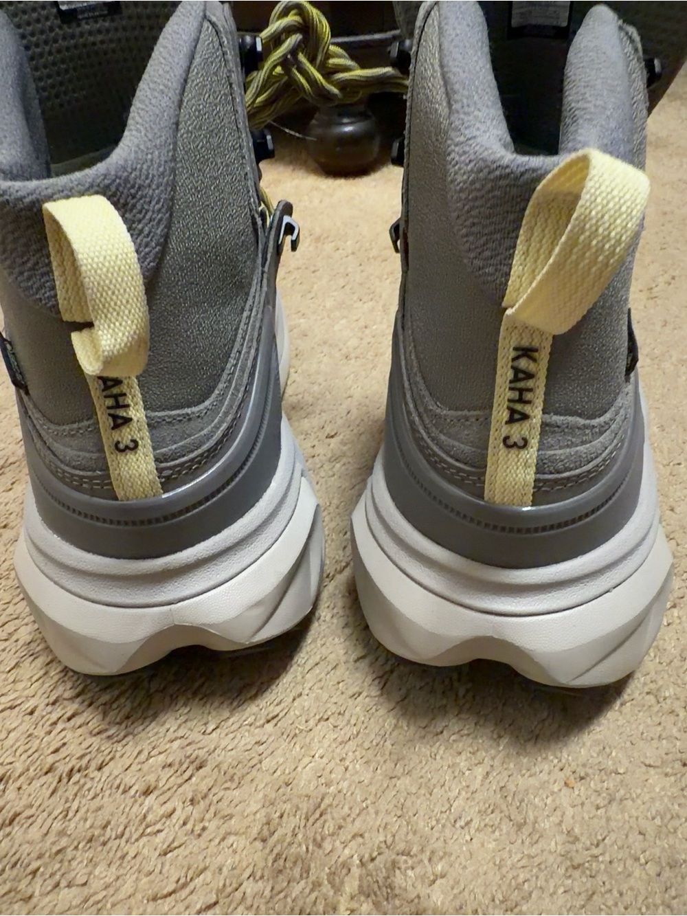 Hoka Gray Hiking Boots with Yellow Accents - Picture 3 of 3